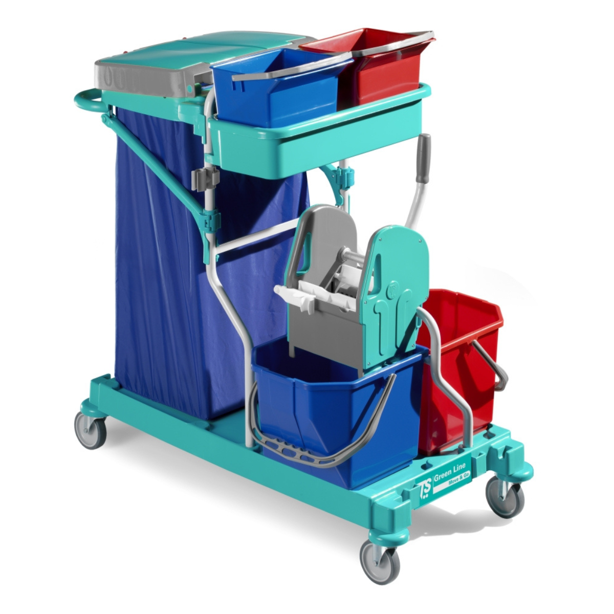Carrello TTS Green 165 – Janitorial Compatto Senza Coperchio e Coprisacco